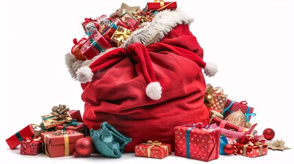 Santa's Sack Overflowing with Christmas Presents