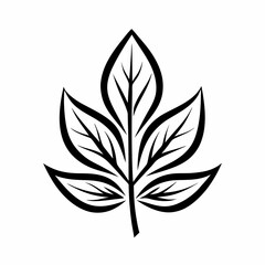 Fototapeta premium Black and white leaf icon, eco-friendly and nature conservation symbol