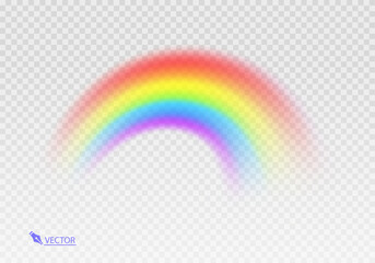 Graphic rainbow with transparent background  Shape arch realistic isolated on white transparent background. Colorful light and bright design element