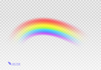 Graphic rainbow with transparent background  Shape arch realistic isolated on white transparent background. Colorful light and bright design element