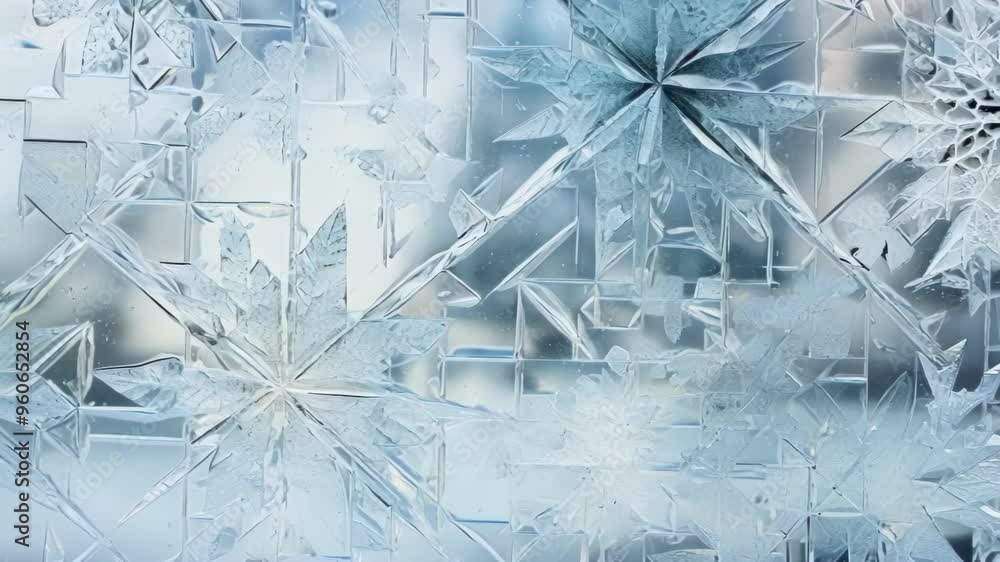 Poster beautiful frost is forming on a window, creating an intricate pattern of delicate ice crystals, a ca