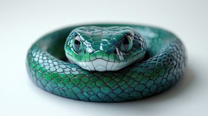 Fototapeta premium Serpent with scales glistening on white background