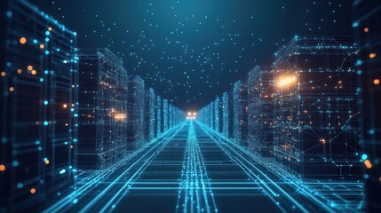 Fototapeta premium Digital Cityscape: Data and Technology