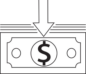 Cash in icon, income icon, deposit icon, investment , financial icon, money, dollar, art and illustration