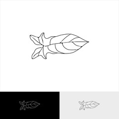 line art illustration of Philodendron plant leaf for icon or logo