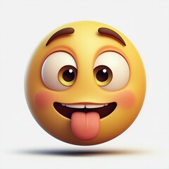 Fototapeta premium Emoji, 3D Facial Expression, tongue sticking out, white background