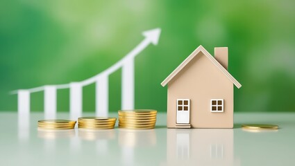 Real Estate Investment Growth with Model House and Rising Financial Graphs - Housing Market Analysis and Financial Planning Concept