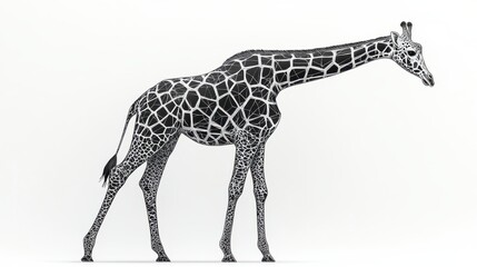 Naklejka premium Simple line drawing of a giraffe with a minimalist approach on a white background