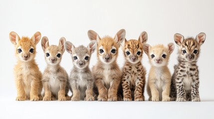 Obraz premium Small cute safari animals on white background