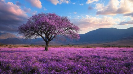 Spring's Grape Vein blooms in purple glee, wildflowers deck Africa's scenery.