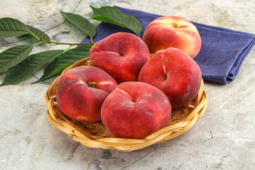 Ripe sweet and juicy Flat peach
