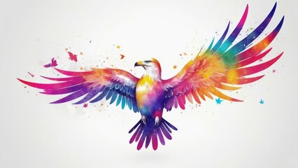 Obraz premium A colorful eagle with wings spread wide.