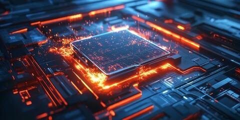 Obraz premium A glowing, futuristic circuit board.