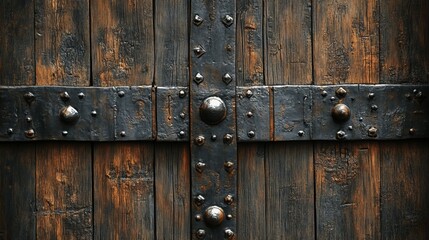 Fototapeta premium Old wooden door with metal detail