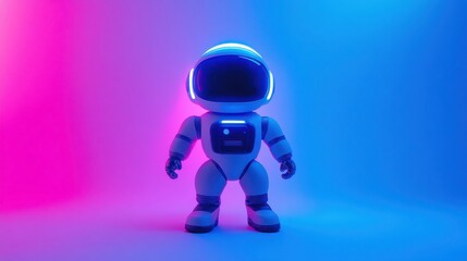 Fototapeta premium Low-Angle Shot of Modern Toy Robot with LED Lights for Creative Play