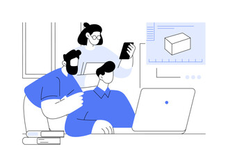 3D modeling isolated cartoon vector illustrations.