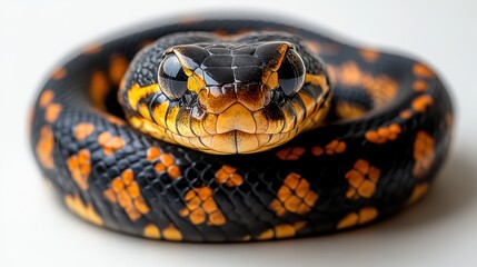 Fototapeta premium Snake slithering on white background