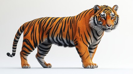 Obraz premium Tiger clipart with striking orange and black stripes on a white background