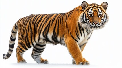 Fototapeta premium Tiger clipart with striking orange and black stripes on a white background