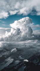 Naklejka premium A cloud is a visible mass of condensed water vapor floating in the atmosphere. It is made up of tiny water droplets or ice crystals. Clouds can be found at different altitudes in the sky