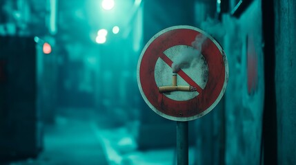 traffic sign with no smoking sign on the street