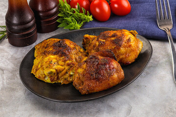 Roasted chicken thighs  with spices