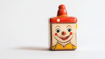 Obraz premium Vintage Jack-in-the-Box Toy with Colorful Design in Low Angle Shot