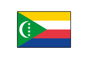 Fototapeta premium The national flag of Comoros features vibrant colors and distinct patterns, symbolizing the country's heritage and identity. It showcases a crescent and stars on a colorful background.