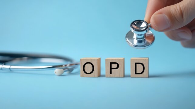 OPD wooden block in medical theme for Out-Patient Department meaning.