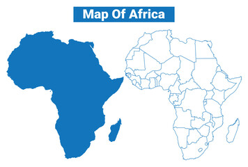 Obraz premium Africa simple flat vector map outline style illustration set