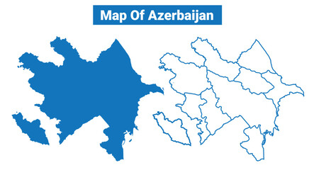 Azerbaijan simple flat vector map outline style illustration set