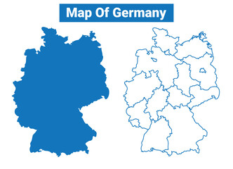 Obraz premium Germany simple flat vector map outline style illustration set