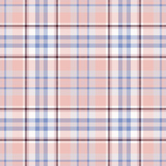 Plaid seamless pattern in pink. Check fabric texture. Vector textile print.