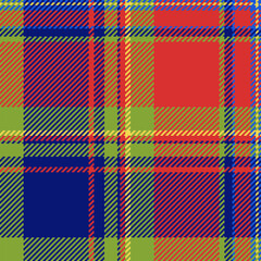 Fototapeta premium Illustration pattern seamless texture, ceremony vector check plaid. Anniversary fabric textile background tartan in blue and red colors.