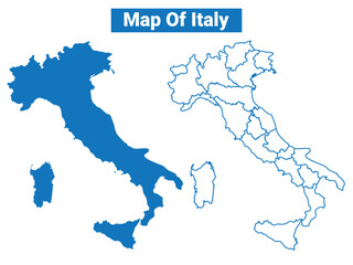 Obraz premium Italy simple flat vector map outline style illustration set