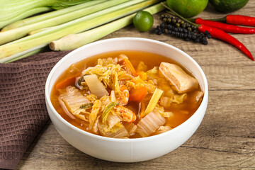 Korean kimchi soup with seafood