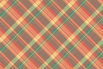 Content pattern background tartan, direct vector seamless check. Plain textile texture plaid fabric in orange and yellow colors.