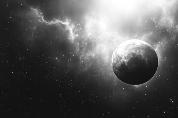 moon and stars black and white  space background - Generative AI