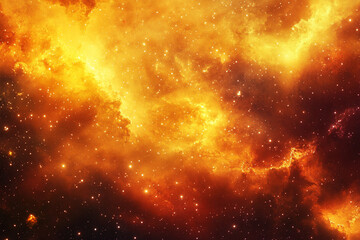 Naklejka premium yellow orange moon and stars space background - Generative AI