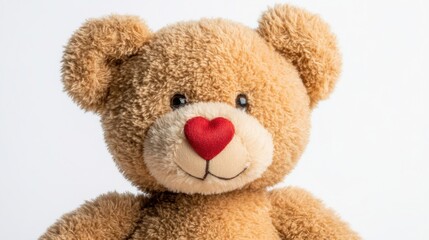 Obraz premium Close-up Shot of Plush Toy Bear Holding Heart Shape - Sweet Valentine's Day Gift