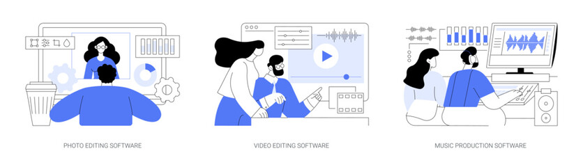 Naklejka premium Professional software for creatives isolated cartoon vector illustrations se