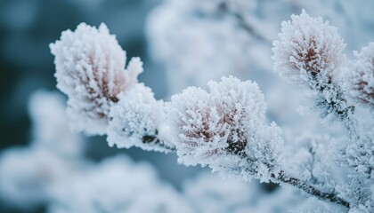Close-up of a Frosted Branch in Winter