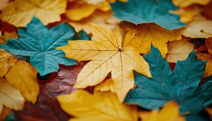 Fototapeta premium A Close-Up View of Colorful Autumn Leaves