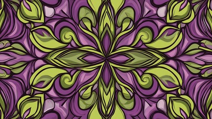 Fototapeta premium Flowers, Florals, Waves, Shapes, Green and Purple, Abstract Image, Texture, Pattern Background, Wallpaper, Cover and Screen for Smartphone, PC, Laptop, 9:16 and 16:9 Format