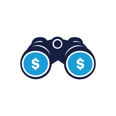Investment Binoculars Icon Representing Market Analysis, Business Insights, and Financial Strategy