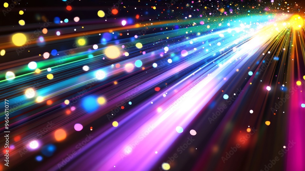 Poster abstract colorful abstract fiber optic background. futuristic optical cable for computer network int