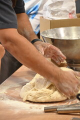 flour bread man kneading dough kitchen food bread, flour, dough, man kneads, food
