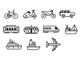 vector illustration of transportation icons set