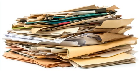 An accumulation of paperwork, bureaucracy, messy finance reports and accounting workspaces