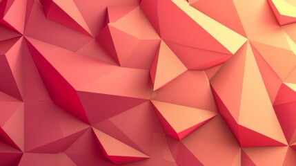 Fototapeta premium The artwork features a striking arrangement of angular forms in shades of red and pink, creating depth and a sense of movement. The interplay of light adds warmth and drama